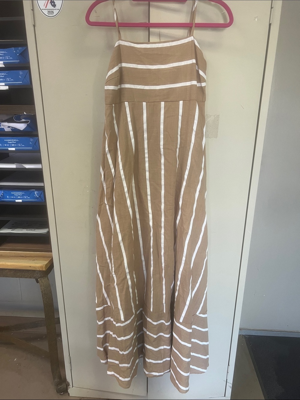 Petal and  pup strip striped  Brown and White Maxi dress   Lightweight Women's